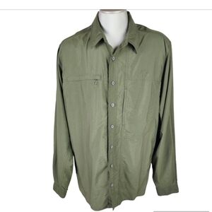 Eddie Bauer Sport Long Sleeve Button Front  Shirt Back Vent Olive Green XLTall